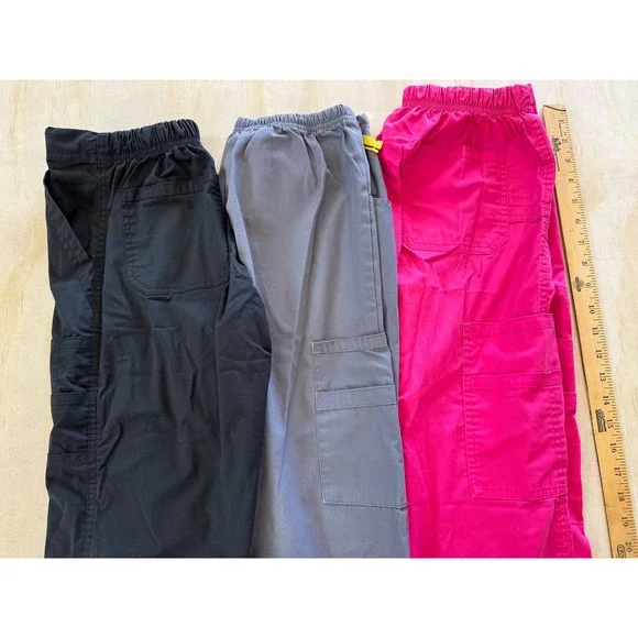 Spread Good Cheer Scrub Pants 3 Pack Bundle XS Black Grey Pink Cargo Drawstring - Picture 8 of 13